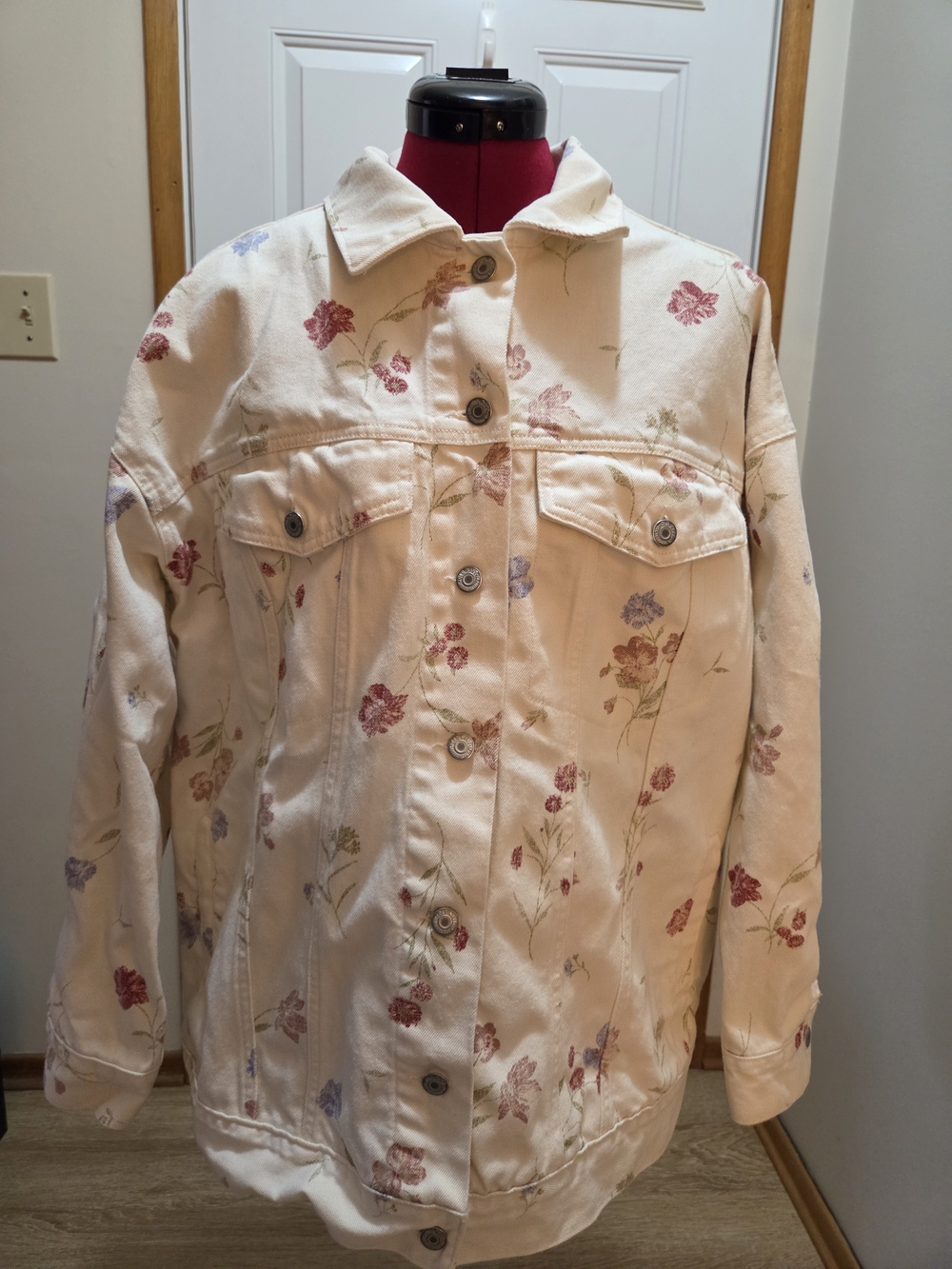 Old Navy Cream Floral Jean Jacket